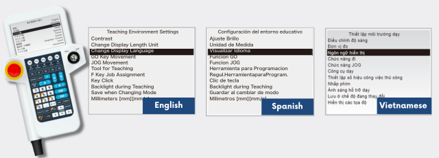 Teaching pendant with multilingual support
